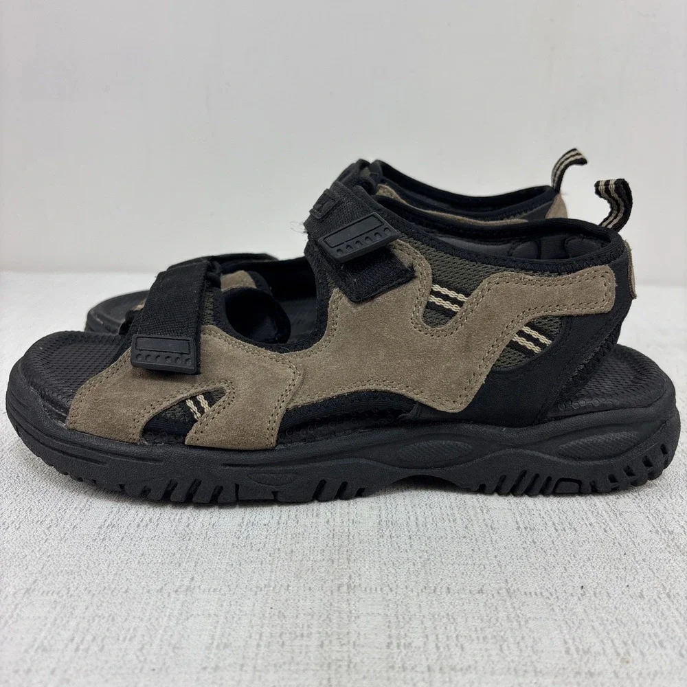 Nature Trek Mens Size 10 Hiking Outdoor Sandal Hook & Loop Brown & Black‎ EUC